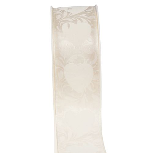 Organza ribbon cream decorative ribbon hearts 40mm 15m