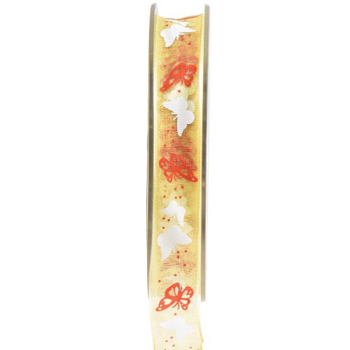 Organza ribbon butterfly ribbon yellow 15mm 20m