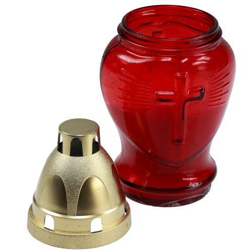 Floristik24 Grave Light Glass Glass Heart Red Memorial Light W8cm H16.5cm 6 Pcs