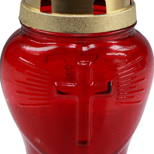 Floristik24 Grave Light Glass Glass Heart Red Memorial Light W8cm H16.5cm 6 Pcs