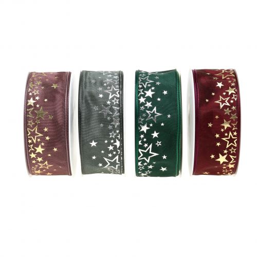 Deco ribbon with star pattern 40mm 25m