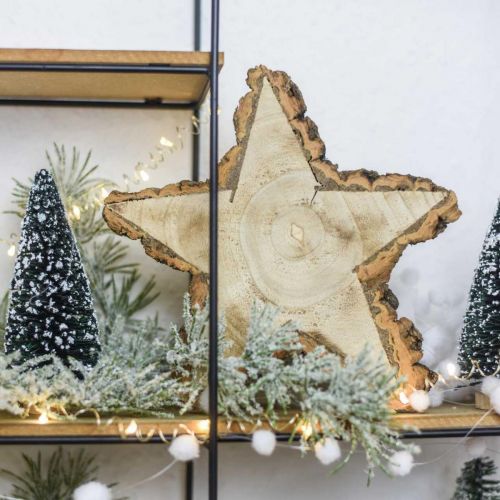 Product Tray made of tree slice, Christmas, wood decoration star, natural wood Ø20cm