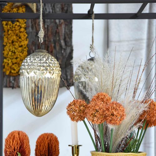 Product Autumn decoration, decorative acorn real glass, Advent, antique look Ø12cm H21cm