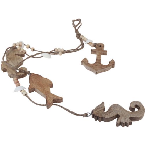 Decorative hanger maritime wood seahorse anchor fish L60cm