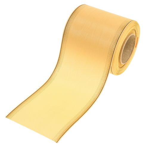 Floristik24 Wreath ribbon moiré wreath ribbon yellow 100mm 25m