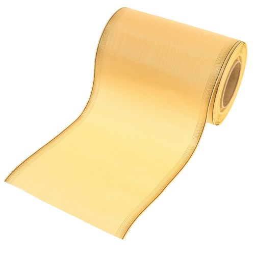 Floristik24 Wreath ribbon moiré wreath ribbon yellow 150mm 25m