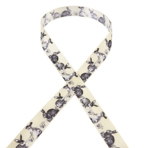 Floristik24 Easter gift ribbon silk ribbon Easter bunnies 25mm 18m
