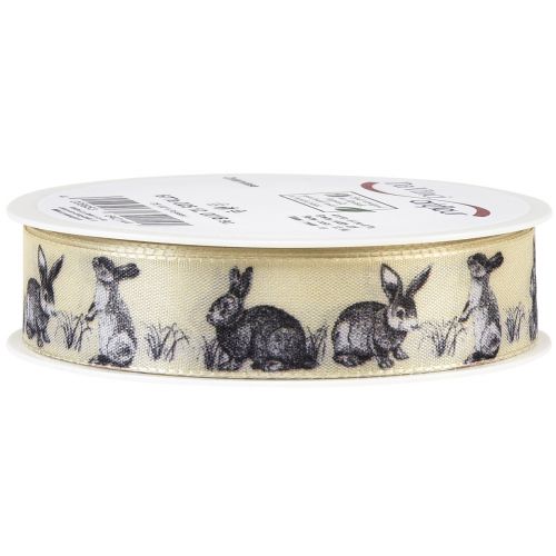 Floristik24 Easter gift ribbon silk ribbon Easter bunnies 25mm 18m