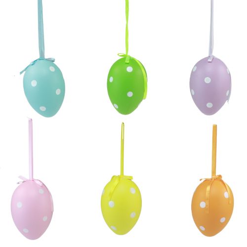 Product Easter eggs hanging plastic eggs with dots 8x11,5cm 6pcs
