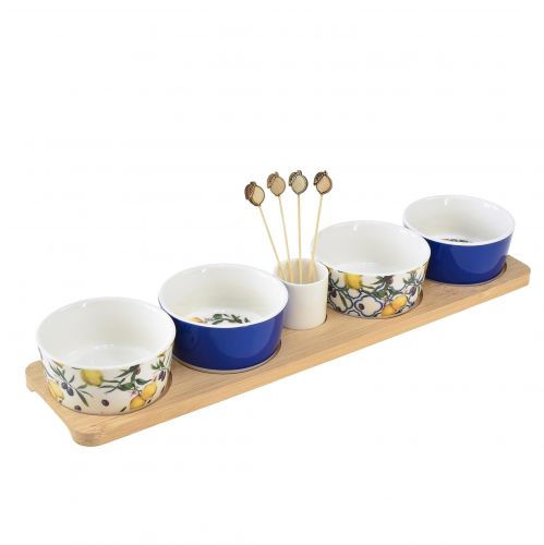 Floristik24 Tapas Set Bamboo Ceramic Lemons and Olives 40cm