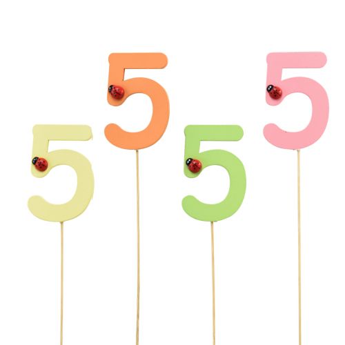 Floristik24 Number plug birthday 5 flower plug wood 27,5cm 16 pcs
