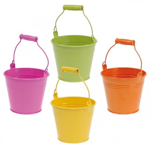 Floristik24 Decorative bucket colorful Ø10cm H8cm 10pcs