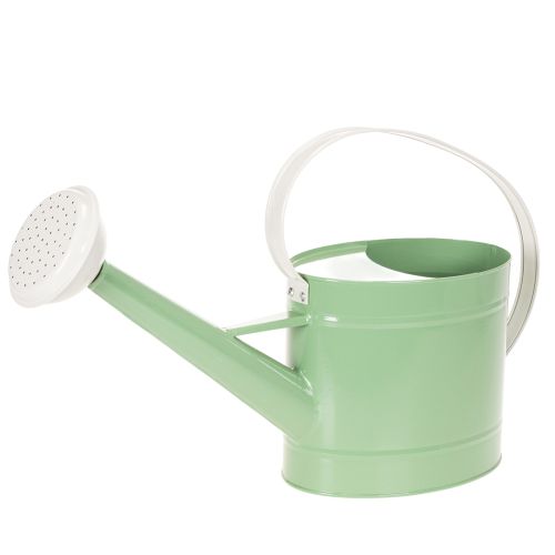 Metal decorative watering can, retro pastel green with white accents, for garden, balcony, and indoor use, 52.5x15x30cm buy online | Floristik24.co.uk