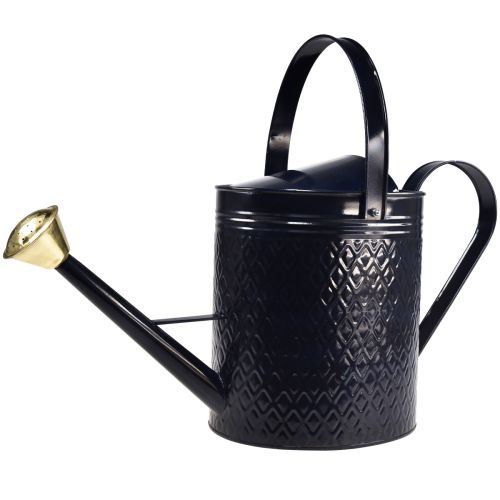 Floristik24 Decorative watering can blue gold checkered metal decorative can 65cm