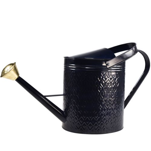 Product Decorative watering can blue gold checkered metal decorative can 65cm