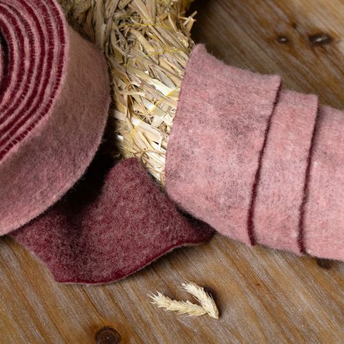 Product Felt ribbon two-tone pot ribbon wool felt ribbon pink red 7.5cm 5m