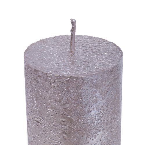 Product Candles large platinum pattern glitter Ø50×H300mm 4pcs