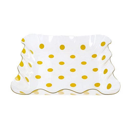 Floristik24 Acrylic bowl yellow dots 16cm x 16cm x 3cm, 1 pc