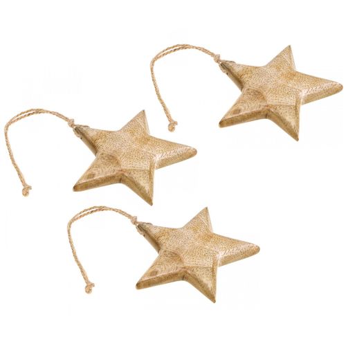 Product Advent decoration, wooden star, Christmas decoration star H9cm 3 pcs