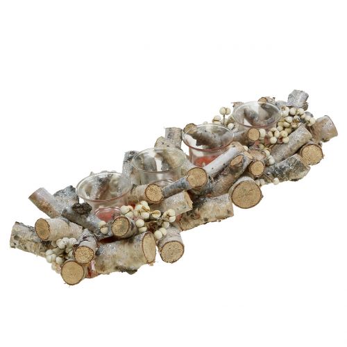 Floristik24 Candle arrangement with birch branches nature, mica 48cm