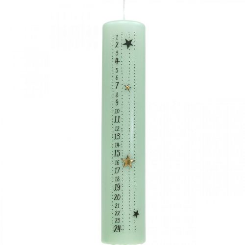 Floristik24 Advent calendar candle light green pillar candle 250/50mm