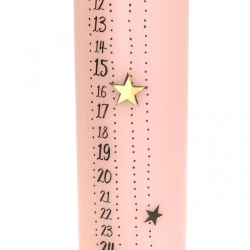 Floristik24 Advent calendar candle pink pillar candle advent 250/50mm