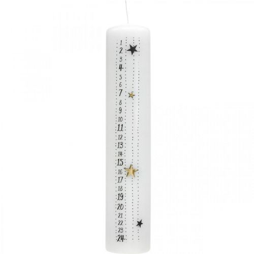 Floristik24 Advent Calendar Candle White Pillar Candle Christmas 250/50mm