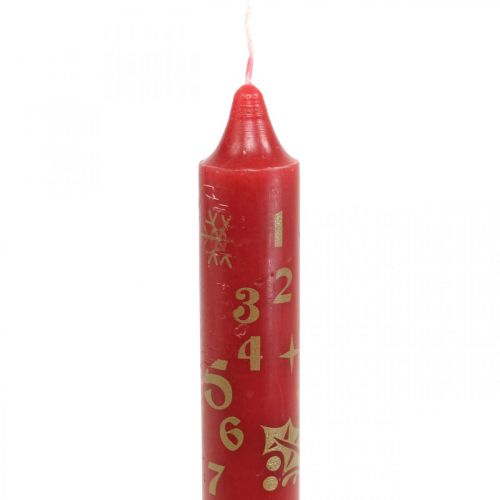 Floristik24 Advent calendar candle red Christmas candles H25cm 2pcs