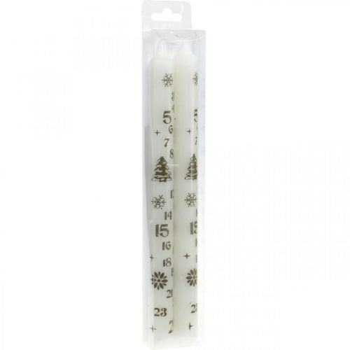 Floristik24 Advent calendar candle white candles Christmas H25cm 2pcs