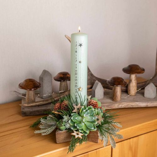 Floristik24 Advent calendar candle light green pillar candle 250/50mm