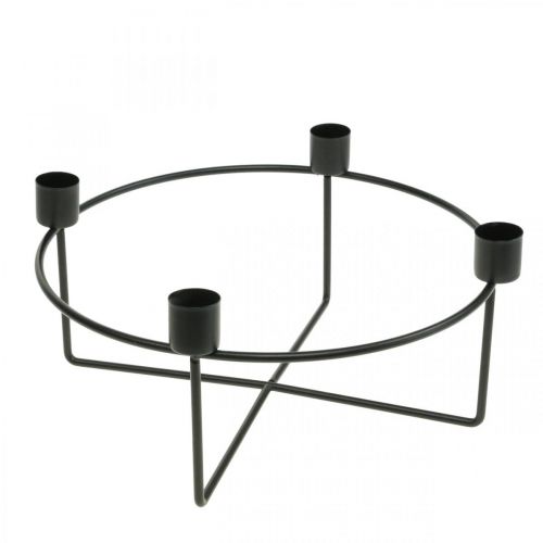 Floristik24 Candlestick for 4 candles black metal H11cm Ø24.5cm