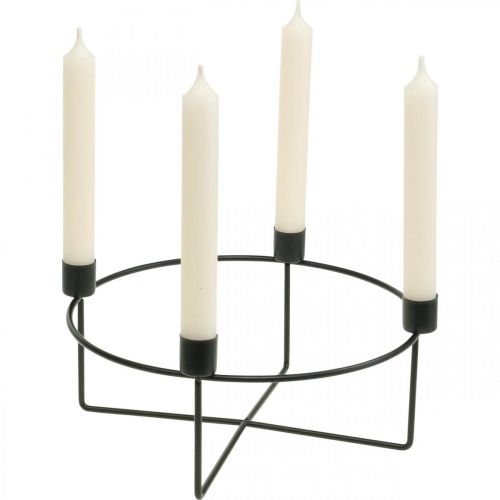 Product Candlestick for 4 candles black metal H11cm Ø24.5cm