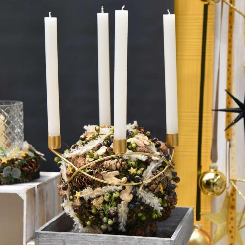 Product Candle holder gold Advent wreath metal For taper candles Ø24cm