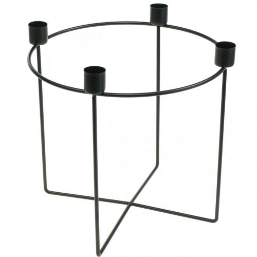 Floristik24 Candlestick for 4 taper candles black metal Ø25cm H23cm