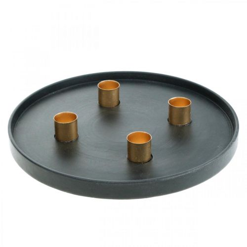 Floristik24 Candle plate metal Advent wreath black, gold Ø24cm