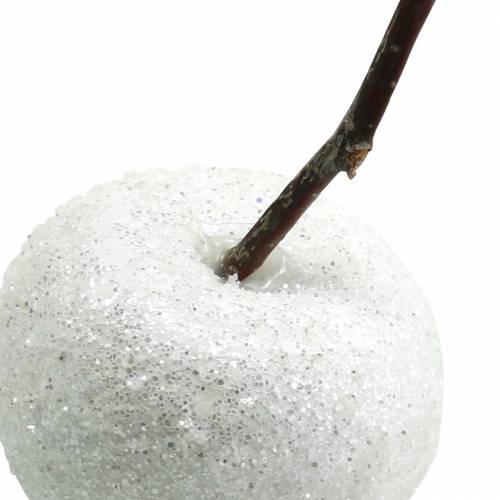 Floristik24 Decorative apples white with glitter 5.5–6.5cm 12pcs