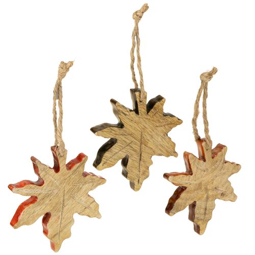 Floristik24 Maple leaf wood decoration autumn green red brown H10cm 6 pieces