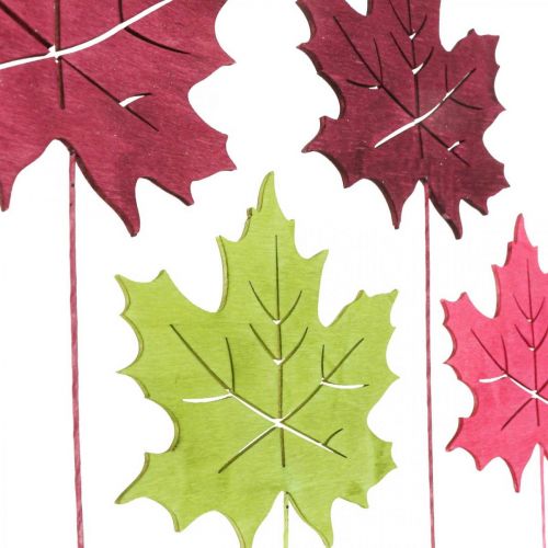 Product Autumn garden stake maple leaf wood W9.5cm L31cm 12pcs