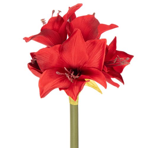 Artificial red amaryllis flower with stem, flower decoration for Christmas, 50cm