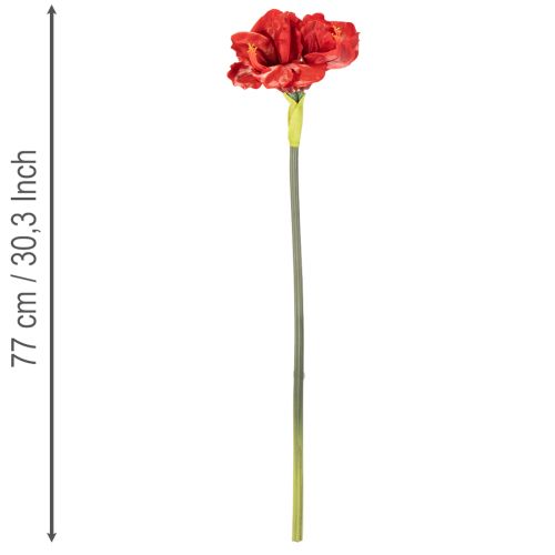 Artificial Amaryllis flower, red, long stem, for vase and arrangement, 77cm | Floristik24.co.uk