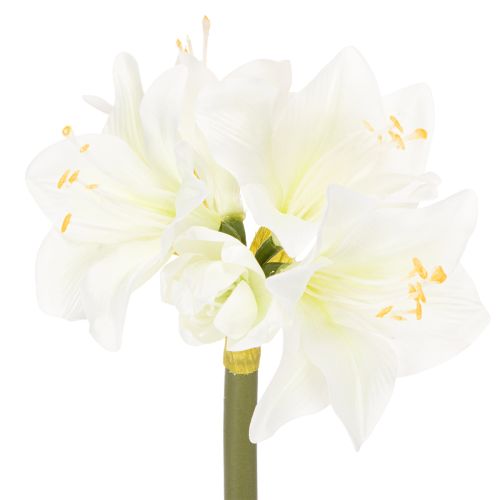 Artificial Amaryllis flower, white, with stem, Advent and Christmas, 50cm