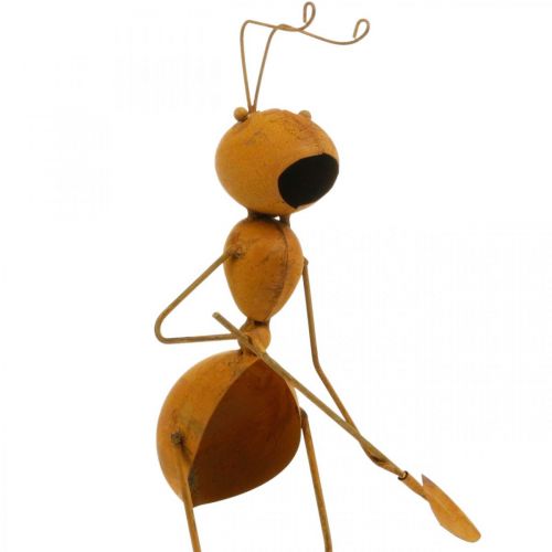 Floristik24 Garden decoration, metal plug ant, plant plug patina, ant with spade