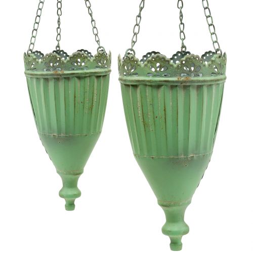 Floristik24 Hanging basket antique green Ø19/15cm 2pcs