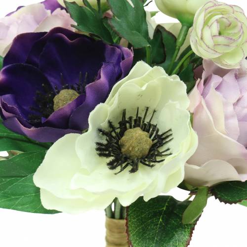 Floristik24 Bouquet with anemones and roses Violet, Cream 30cm