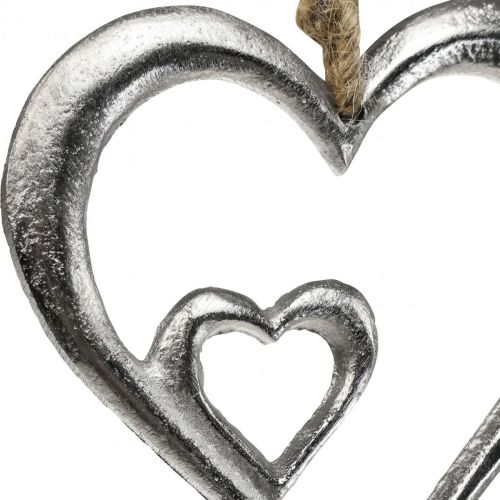 Floristik24 Pendant decorative heart metal silver natural 10.5x11x0.5cm