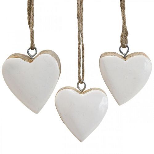 Floristik24 Pendant wooden hearts decorative hearts white Ø5-5.5cm 12pcs