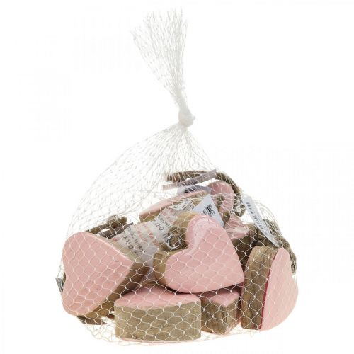 Floristik24 Pendant wooden hearts decorative hearts pink Ø5-5.5cm 12pcs