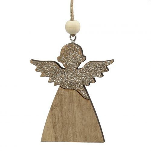 Floristik24 Pendant Angel, fir nature with mica 8cm 6pcs