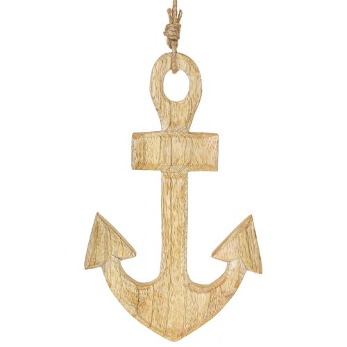 Floristik24 Anchor Decoration Hanger Maritime Wood Jute Natural 15x25cm 2pcs