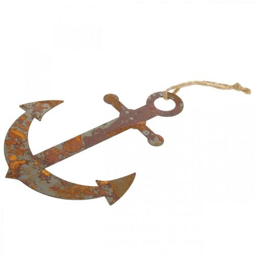 Floristik24 Anchor for hanging, maritime metal decoration silver, patina H19.5cm